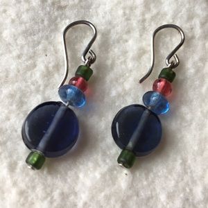 Sterling silver and glass beaded earrings